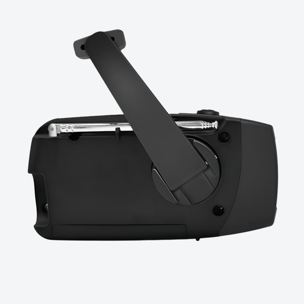 Portable Radio with Solar Power, Hand Crank, Charging Cable, Power Bank, Flashlight