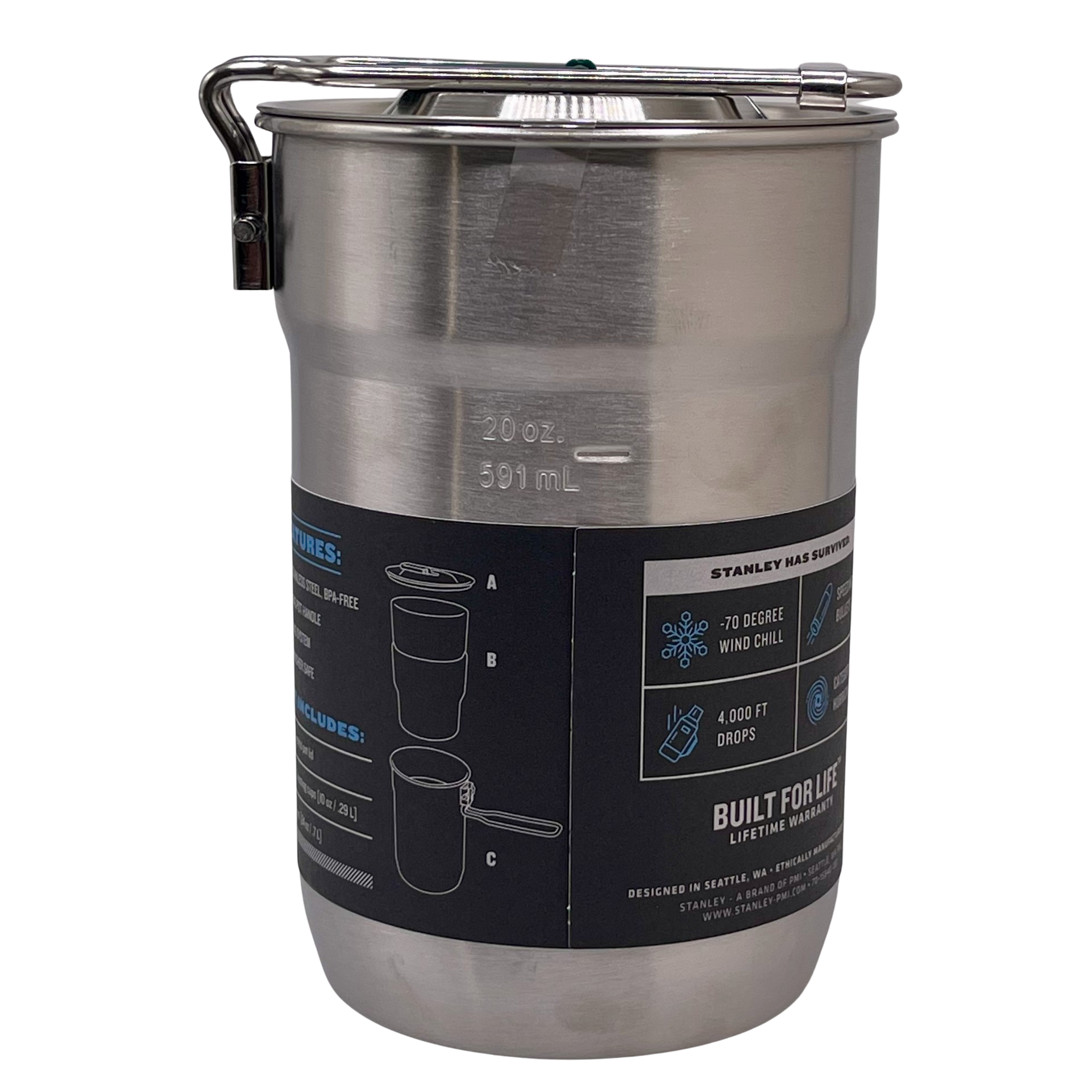 Stanley Adventure Nesting Two Cup Cookset | Portable Stainless Steel Outdoor Cooking Kit