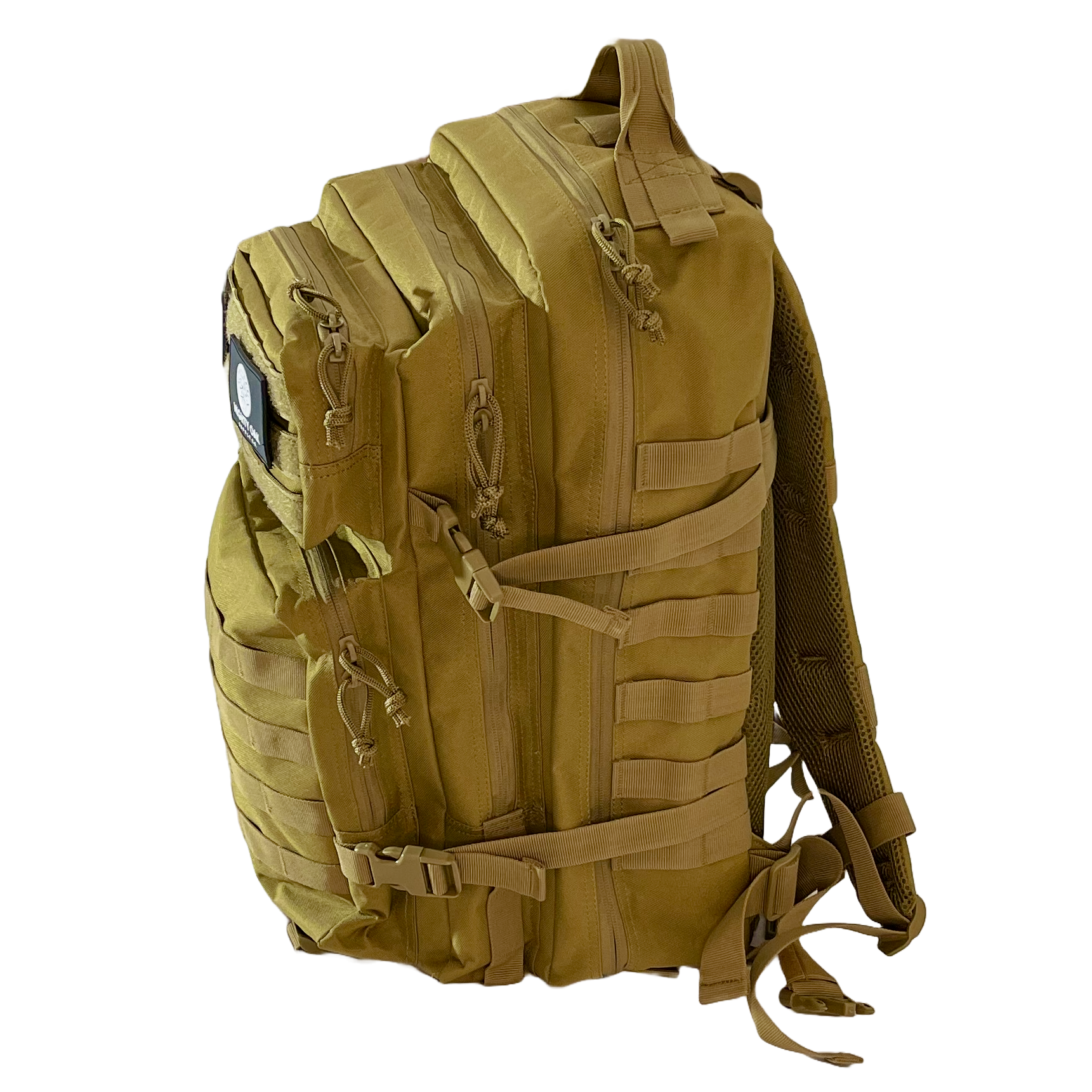 Backpacking Backpack, 45L Capacity, Deep Pockets, Water Resistant, Beige