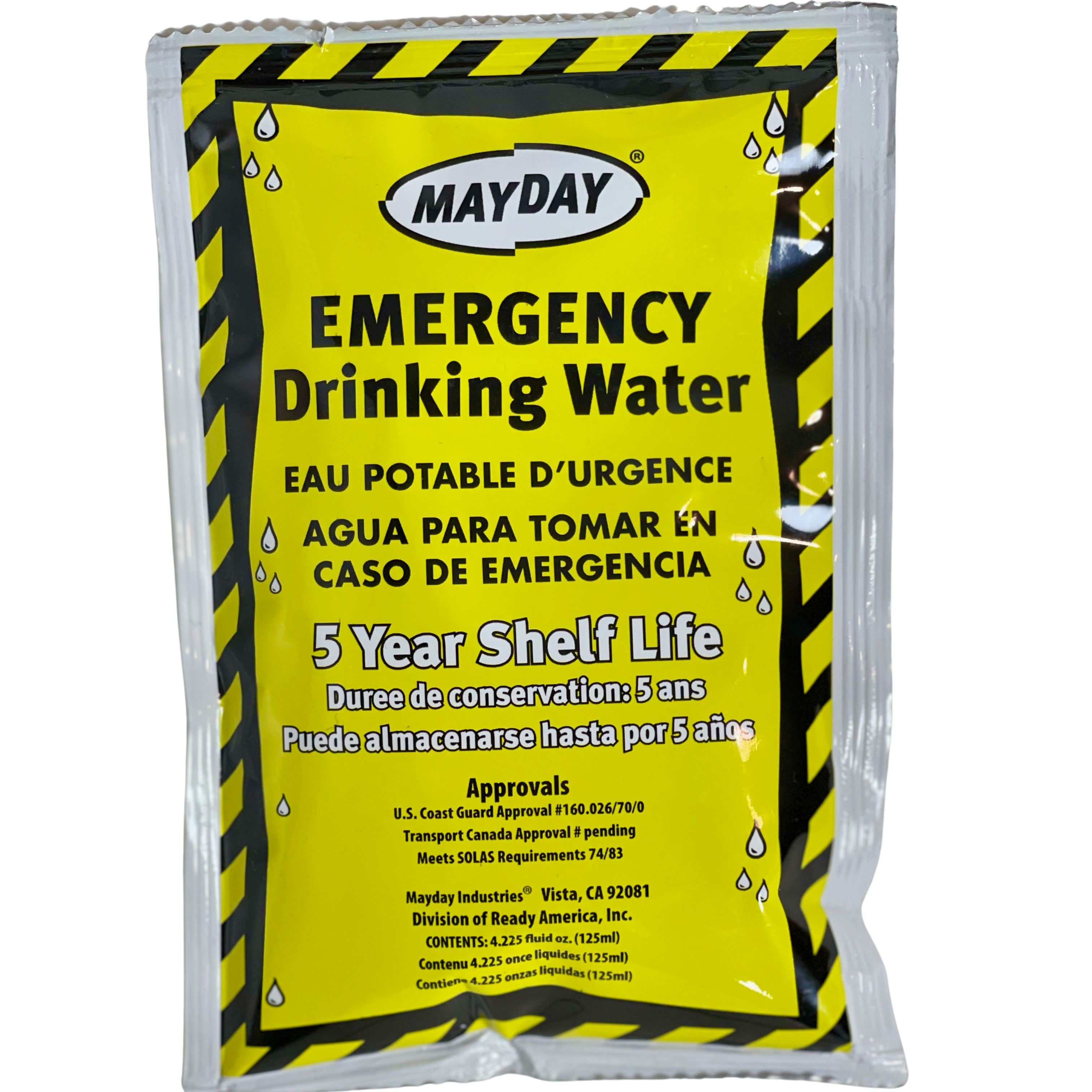 Mayday Emergency Hydration Pouches: 5-Year Shelf Life Water 24 Pack (3000 ml/101.4 oz)