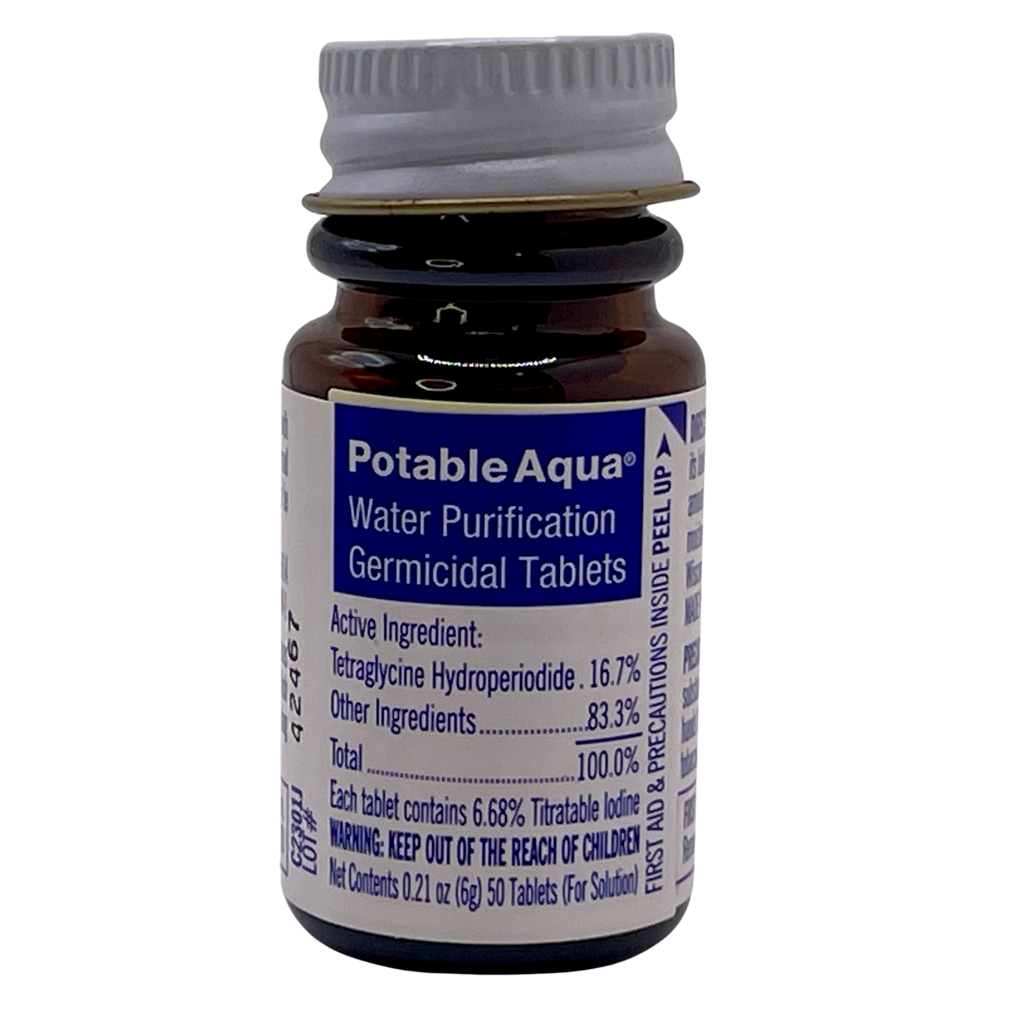 Potable Aqua Water Purification Tablets | Portable & Effective Solution for Camping, Hiking, Emergencies | 50ct Bottle