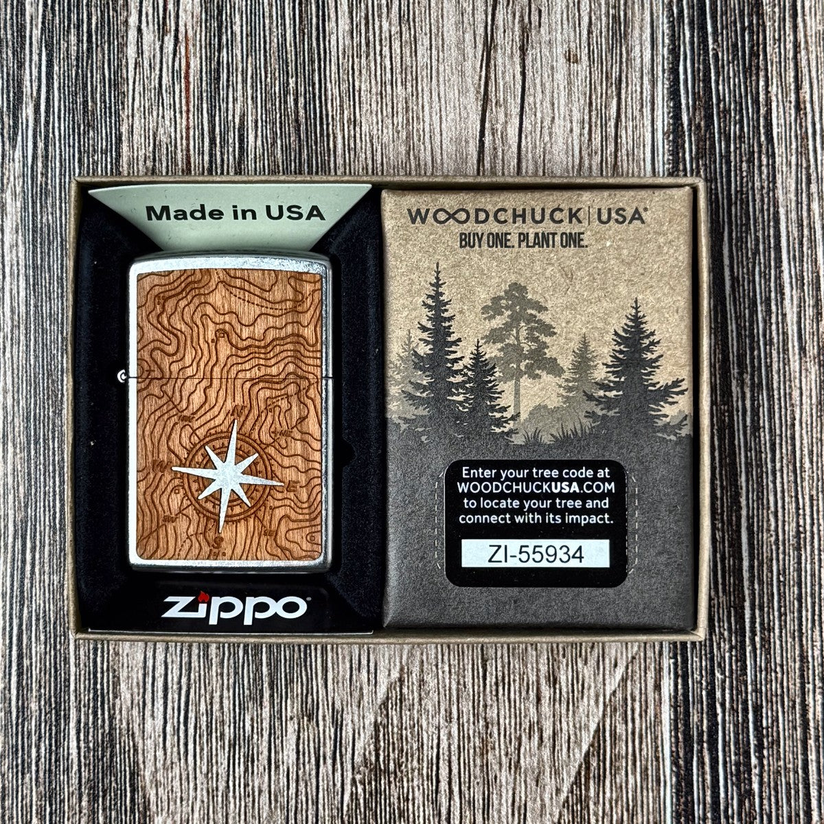WoodChuck Compass Zippo Lighter