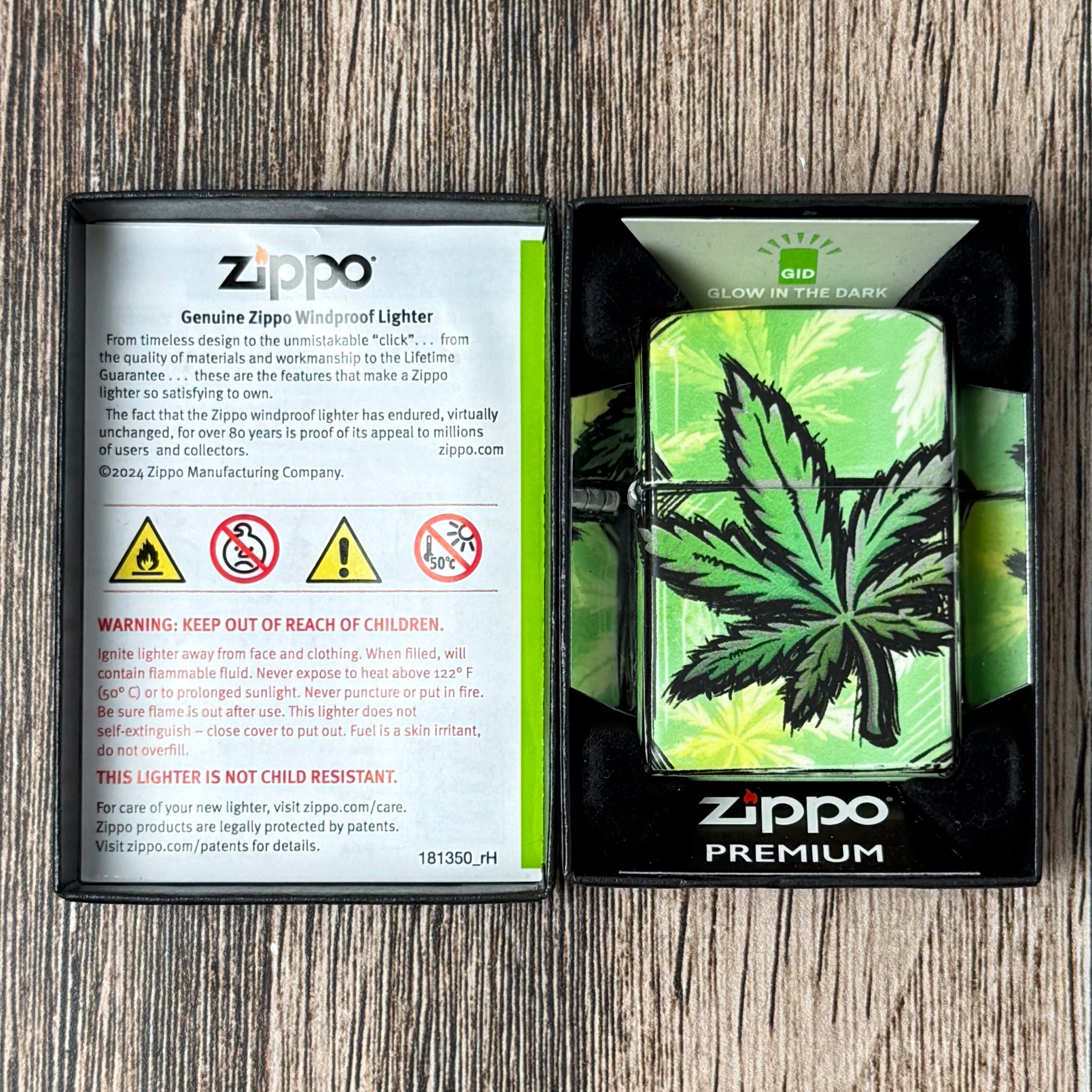 Glowing Cannabis Leaves Zippo Lighter